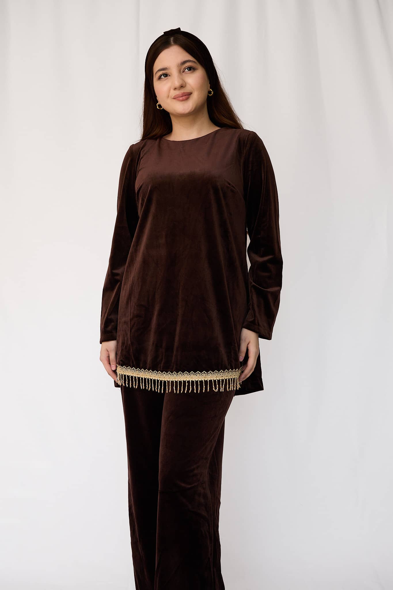Malohat — jigarrang (tilla dantel etak) 2